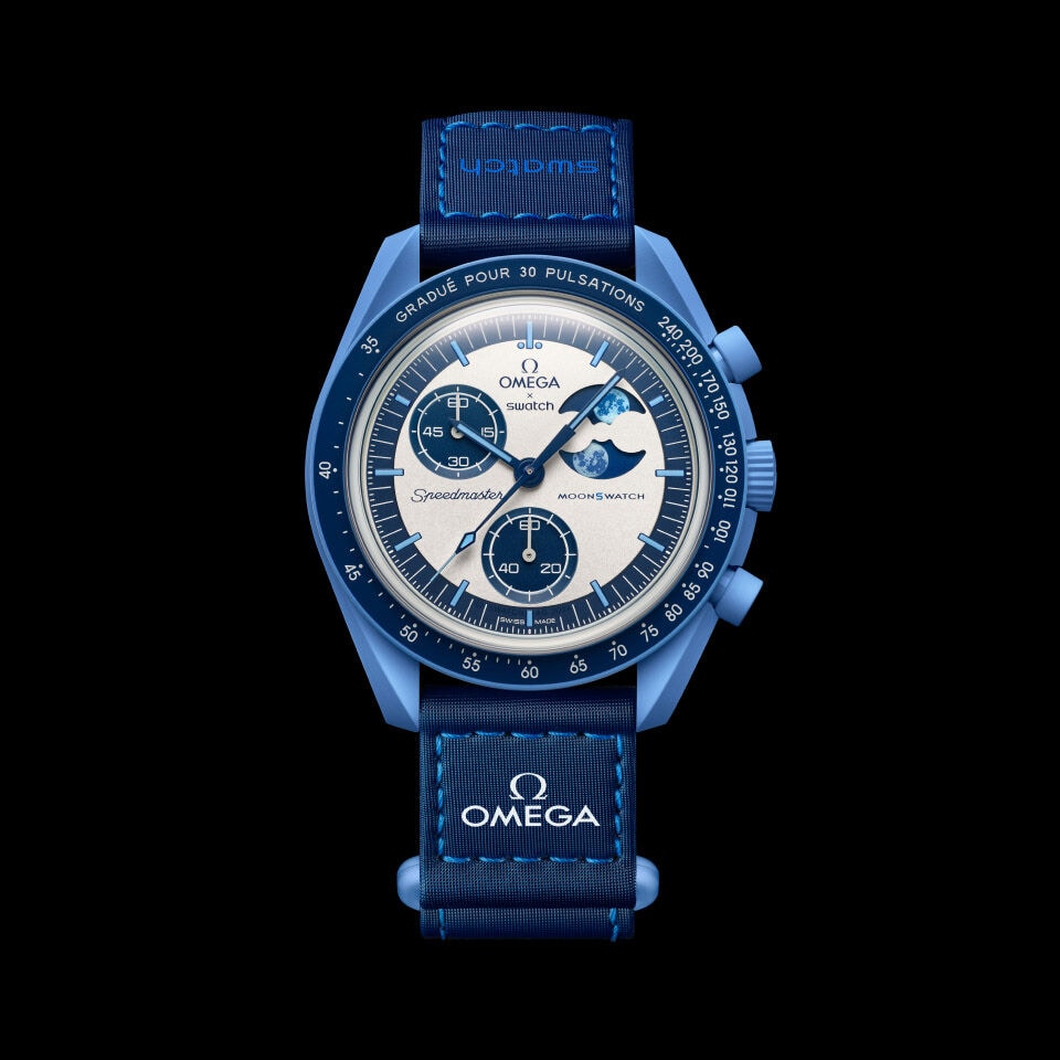 某メーカー MoonSwatch Bioceramic Collection: MOONPHASE BLUE SUPER THE TO MISSION 時計