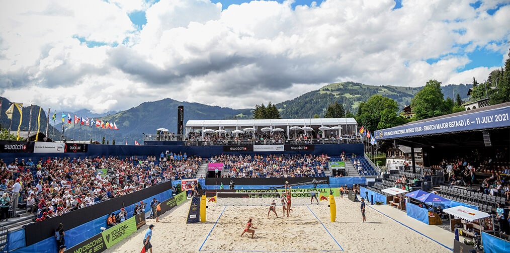 Swatch truck at a beach volleyball event