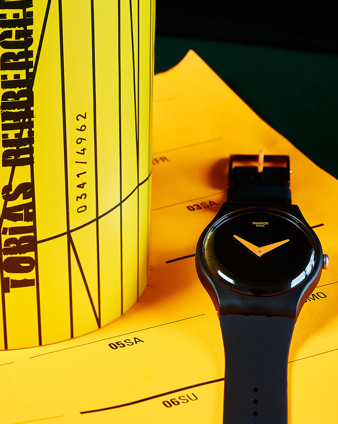 Swatch CUCKOOLUS (SUOZ238S) created by artist Tobias Rehberger for Fondation Beyeler, 2016