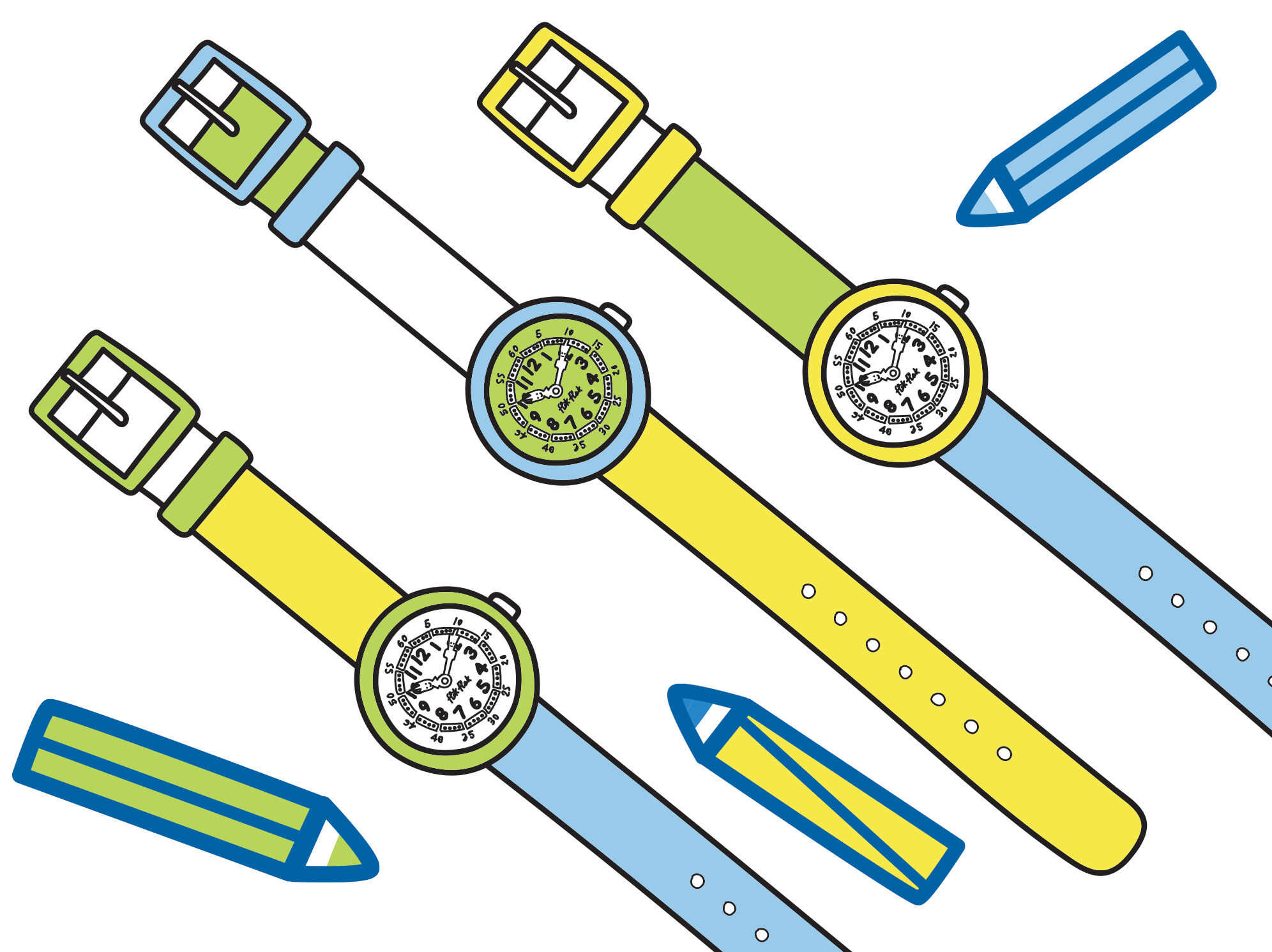 Drawing of kids watches