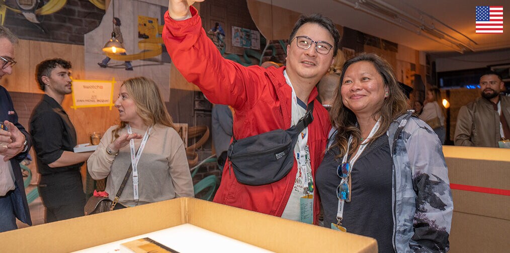 Two person taking a selfie