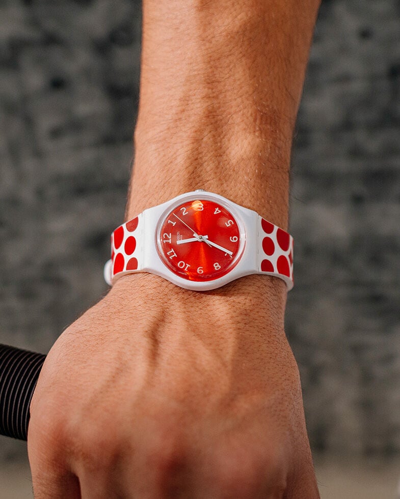 Swatch watch - Gent Biosourced Al Hob, red and white 