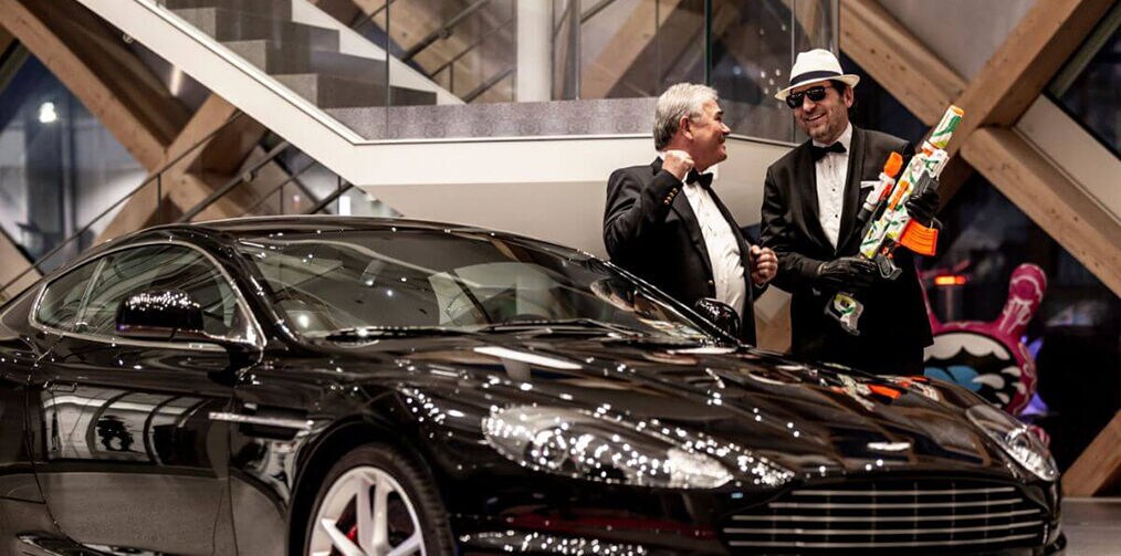 Aston Martin in the entry of HQ