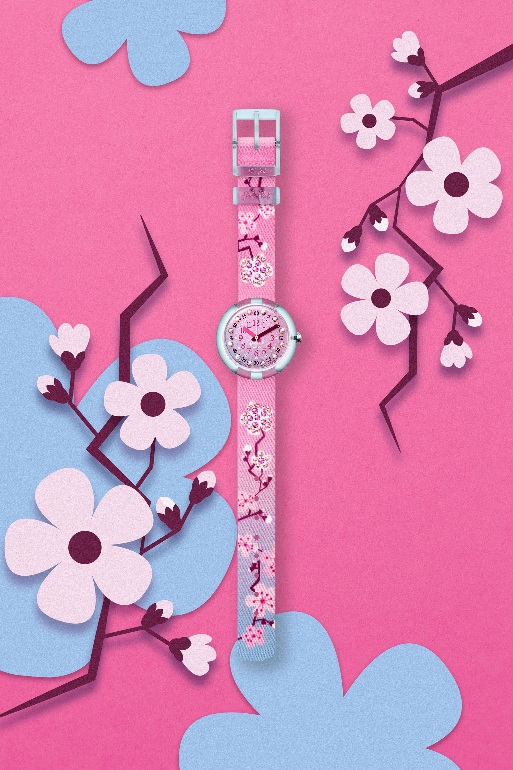 Flik Flak Shine Bright Sparkling Cherry Blossom watch for kids