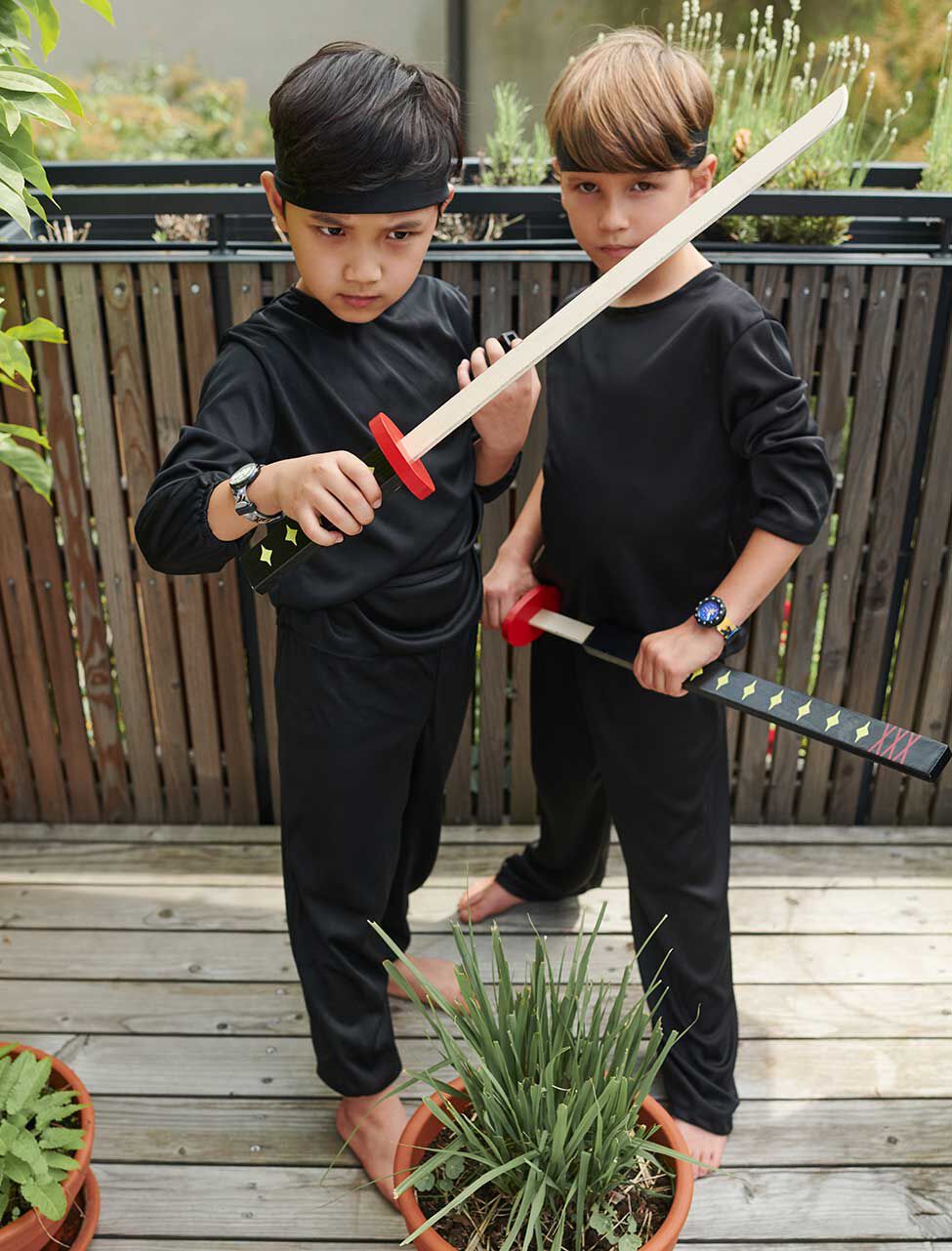 Kids playing ninjas and wearing Flik Flak watches